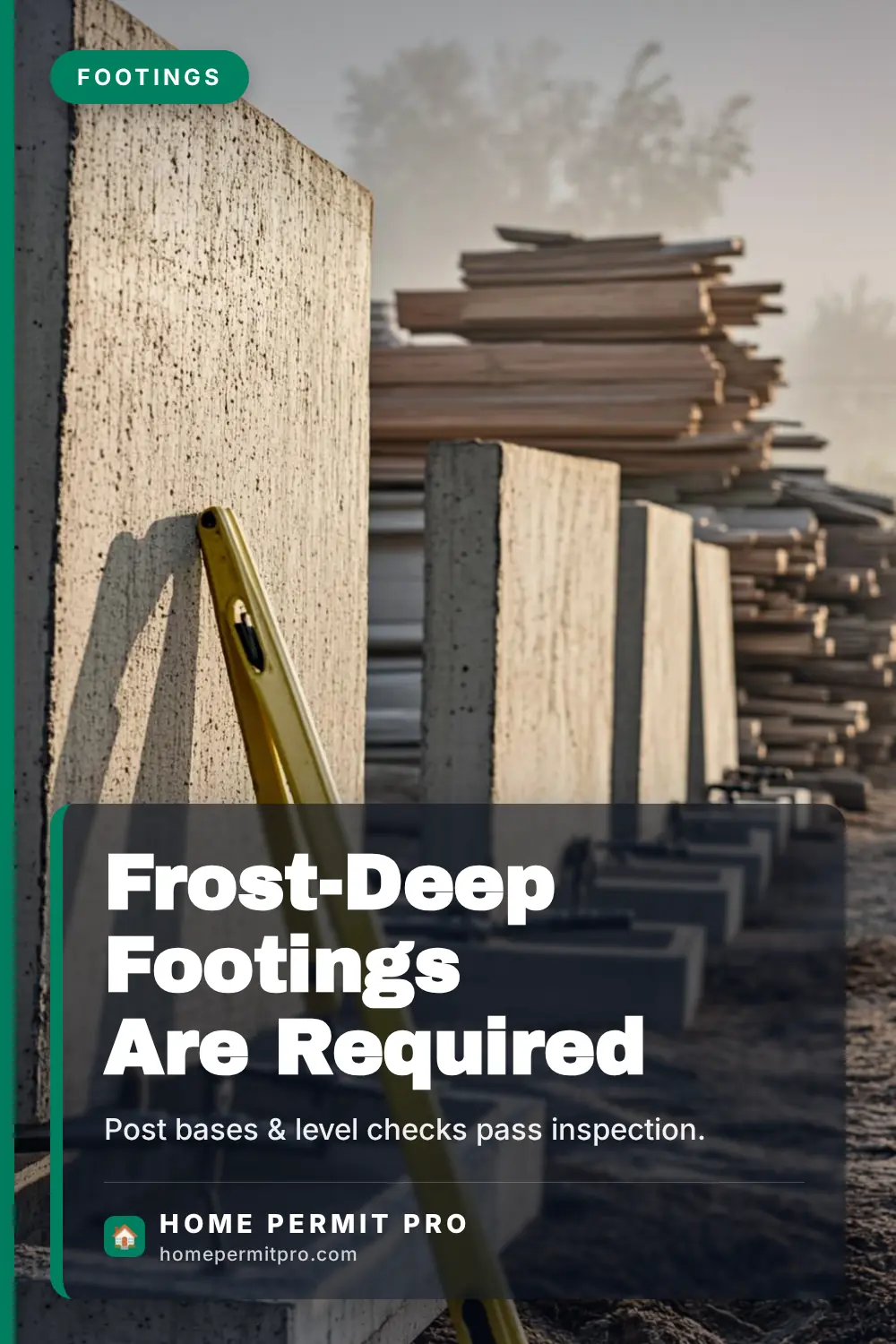 Deck concrete footings and post bases with a level tool during construction